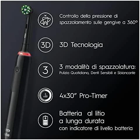 Oral-B Pro 3 3000 juodas su funkcijų piktogramomis