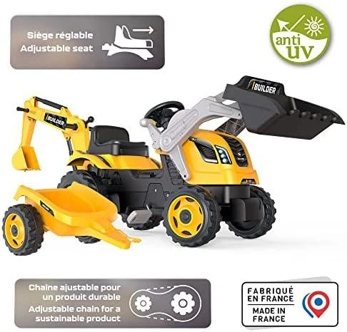 Smoby Builder Max Pedal traktorius su priekaba