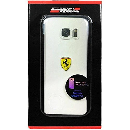 Ferrari kietas dėklas FEHCS7BK G930 S7 racing shield skaidrus juodos spalvos