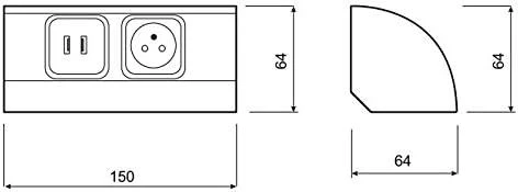 Orno Lizdas Baldų lizdas 1x2P+Z, 2xUSB