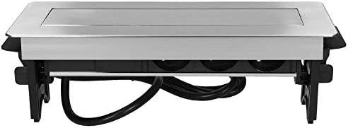 Orno Lizdas Baldinis lizdas, įleidžiamas į stalviršį, nikeliuotame korpuse su USB įkrovikliu ir 1,8 m laidu, 3x2P+Z, 2xUSB