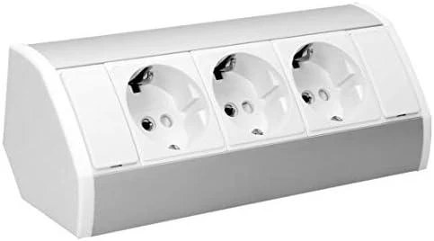 Orno Lizdas Baldinis lizdas 3x2P+Z, schuko, baltas-sidabrinis