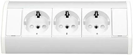 Orno Lizdas Baldinis lizdas 3x2P+Z, schuko, baltas-sidabrinis