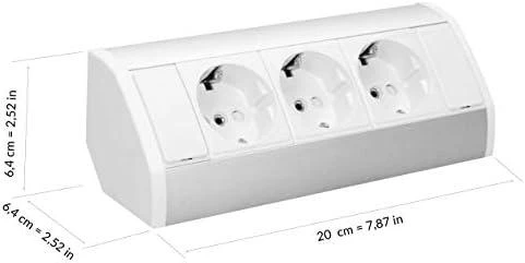 Orno Lizdas Baldinis lizdas 3x2P+Z, schuko, baltas-sidabrinis