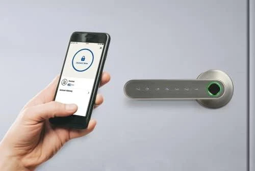 Orno Klamka Kodinė rankena su jutikliniu klaviatūra ir išmaniąja funkcija - pirštų atspaudų skaitytuvas, „Bluetooth 4.0“, nikelio spalvos