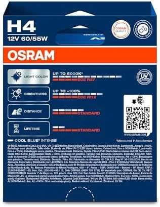Osram lemputės, H4, COOL Mėlynas Intense, NextGen, 5000K 60/55W 64193