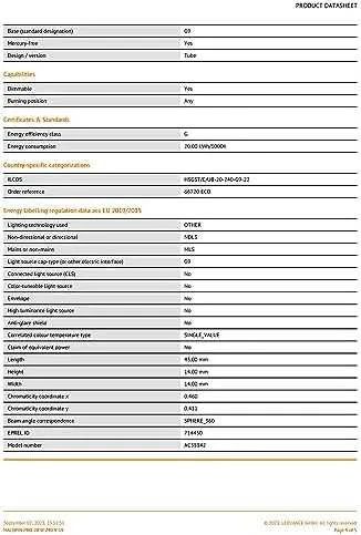 Sieninis šviestuvas Osram HALOGINĖ LEMPUTĖ 20W 230V G9