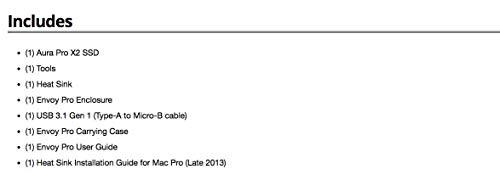 OWC Aura Pro X2 SSD 1TB Mac Pro 2013 radiatorius