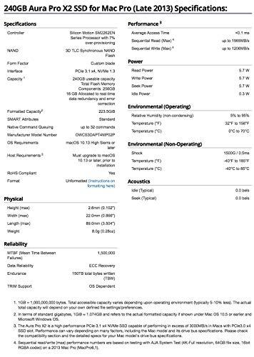 OWC Aura Pro X2 SSD 1TB Mac Pro 2013 radiatorius