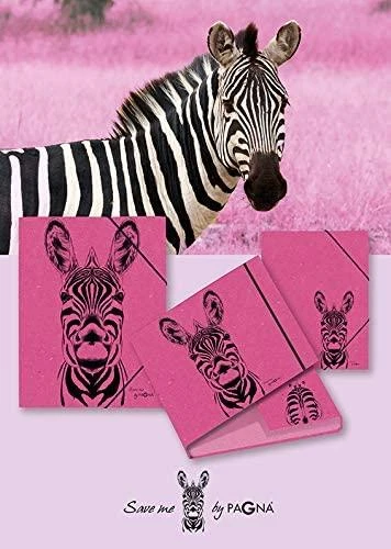 Aplankas dokumentams, sąsiuviniams PAGNA Zebra, A4, su gumele, rožinis