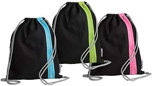 PAGNA Turnbeutel Go juodas/dunkelrosa Zipper 46x36cm