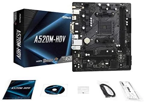 Pagrindinė plokštė ASROCK AMD A520 / SAM4 / MicroATX / 1xPCI-Express 3.0 1x / 1xPCI-Express 3.0 16x / 1xM.2 / Memory DDR4 / Atminties lizdai 2 / 1x15pin D-sub / 1xDVI / 1xHDMI / 2xAudio-In / 1xAudio-Out / 2xUSB 2.0 / 4xUSB 3.2 / 1xPS/2 / 1xRJ45