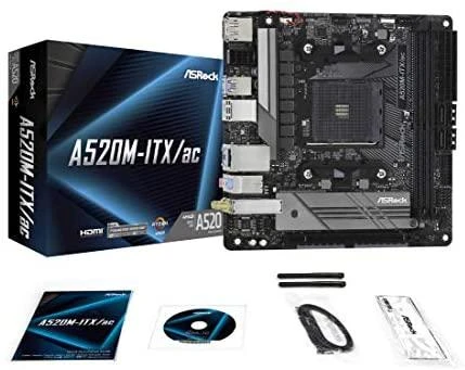 Pagrindinė plokštė ASROCK A520M-ITX/AC AM4 2xDDR4 1 x PCIe 3.0 x16 DisplayPort HDMI mITX MB