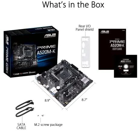 Pagrindinė plokštė ASUS AMD A520 / SAM4 / MicroATX / 2xPCI-Express 3.0 1x / 1xPCI-Express 3.0 16x / 1xM.2 / Memory DDR4 / Atminties lizdai 2 / 1x15pin D-sub / 1xHDMI / 2xUSB 2.0 / 4xUSB 3.2 type B / 1xPS/2 / 3xStereo jack 3.5mm / 1xRJ45