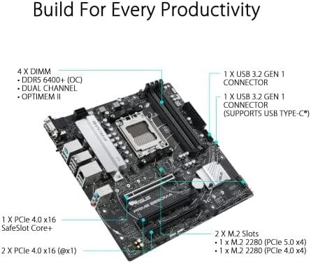 Pagrindinė plokštė ASUS AMD B650 / SAM5 / MicroATX / Memory DDR5 / Atminties lizdai 4 / 2xPCI-Express 4.0 1x / 1xPCI-Express 4.0 16x / 2xM.2 / 1x15pin D-sub / 1xHDMI / 1xDisplayPort / 2xAudio-In / 1xAudio-Out / 4xUSB 2.0 / 4xUSB 3.2 / 1xPS/2 / 1xRJ45