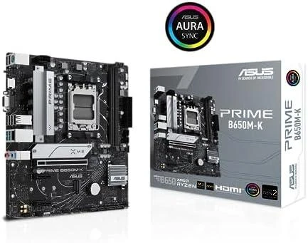 Pagrindinė plokštė Asus | PRIME B650M-K | Procesorių šeima AMD | Procesoriaus lizdas AM5 | DDR5 | Palaikomos standžiojo disko sąsajos SATA, M.2 | SATA jungčių skaičius 4