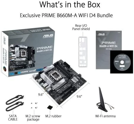 Pagrindinė plokštė ASUS Intel B660 / LGA1700 / MicroATX / Memory DDR4 / Atminties lizdai 4 / 1xPCI-Express 3.0 1x / 1xPCI-Express 3.0 4x / 1xPCI-Express 4.0 16x / 2xM.2 / 2xHDMI / 1xDisplayPort / 2xAudio-In / 1xAudio-Out / 4xUSB 2.0 / 2xUSB 3.2 / 1xPS/2 / 1xRJ45 / PRIMEB660M-AWIFID4