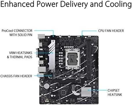 Pagrindinė plokštė „Asus PRIME B760M-K“ procesorių šeima „Intel“ procesoriaus lizdas LGA1700 DDR5 DIMM Atminties lizdai 2 Palaikomos standžiojo disko sąsajos SATA, M.2 SATA jungčių skaičius 4 Lustų rinkinys „Intel B760 mATX“