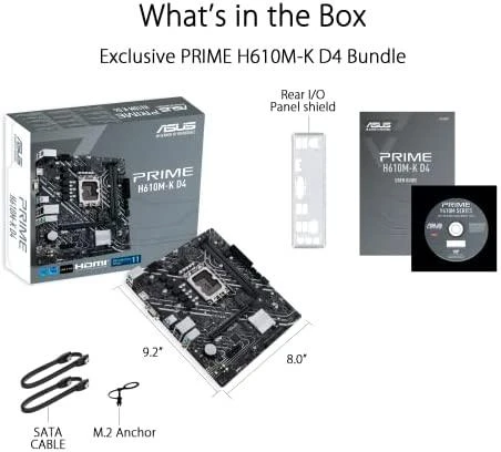 Pagrindinė plokštė Asus | PRIME H610M-K D4 | Procesorių šeima Intel | Procesoriaus lizdas LGA1700 | DDR4 DIMM | Atminties lizdai 2 | Palaikomos standžiojo disko sąsajos SATA, M.2 | SATA jungčių skaičius 4 | Mikroschemų rinkinys Intel H610 | mATX