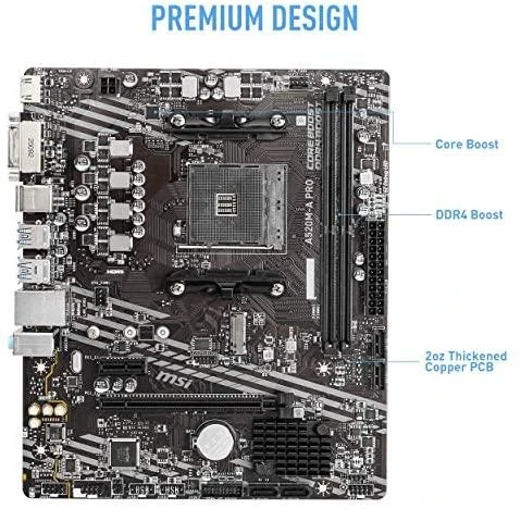 Pagrindinė plokštė MSI A520M-A PRO AM4 DDR4 1x M.2 4x SATA HDMI DVI-D M-ATX