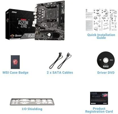 Pagrindinė plokštė MSI A520M-A PRO AM4 DDR4 1x M.2 4x SATA HDMI DVI-D M-ATX