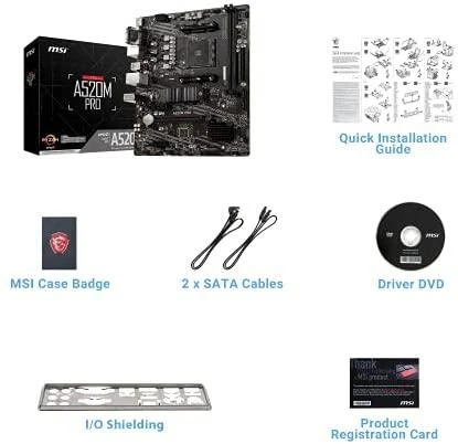 Pagrindinė plokštė MSI | A520M PRO | Processor family AMD | Processor socket AM4 | DDR4 | Atminties lizdai 2 | Chipset AMD A | Micro ATX