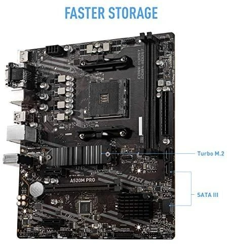 Pagrindinė plokštė MSI | A520M PRO | Processor family AMD | Processor socket AM4 | DDR4 | Atminties lizdai 2 | Chipset AMD A | Micro ATX