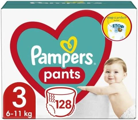 Sauskelnės - kelnaitės Pampers Pants 3 Dydis,  6-11kg, 128vnt.