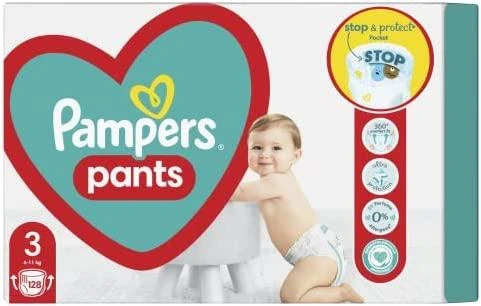 Sauskelnės - kelnaitės Pampers Pants 3 Dydis,  6-11kg, 128vnt.