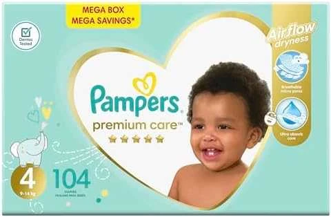 Sauskelnės Pampers Premium Care, 4 dydis, 8–14kg, 104 vnt.