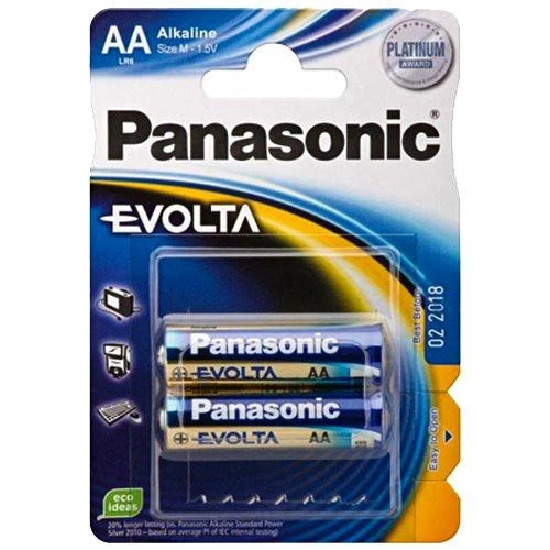 Panasonic Evolta AA baterijos pakuotėje