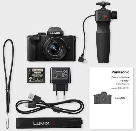 Panasonic „Lumix DC-G100DV“ fotoaparatas + H-FS 12-32 f/3.5-5.6 + DMW-SHGR2 trikojis (DC-G100DVEGK)
