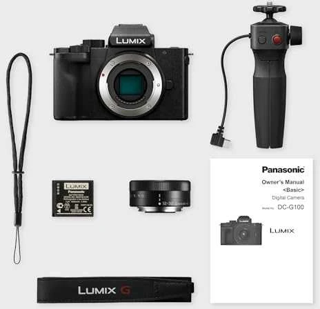 Panasonic „Lumix DC-G100DV“ fotoaparatas + H-FS 12-32 f/3.5-5.6 + DMW-SHGR2 trikojis (DC-G100DVEGK)