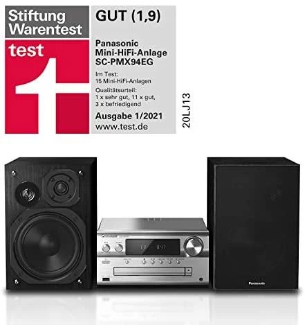 Muzikinis centras Panasonic SC-PMX94EG-S (Bluetooth, Radio, CD) sidabrinis