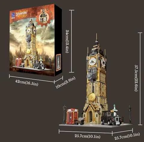 Pantasy Steampunk Clock Tower Big Ben statybiniai blokai 2424 vnt