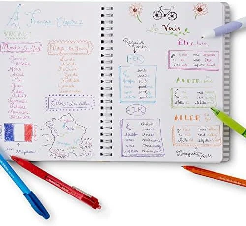 Paper Mate Ink Joy rašikliai ant užrašų sąsiuvinio