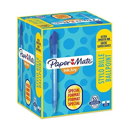 Papermate InkJoy 100 RT, Segtukas, Užsegamas ištraukiamas rutulinis rašiklis, Mėlyna, 20 vnt., Vidutinis