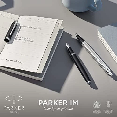 Parker plunksnakočio ir rašiklio rinkinys IM Juodas CT su dėklu ir dovanų maišeliu