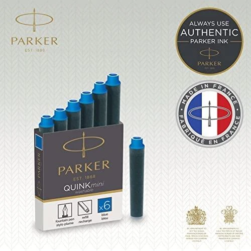 Rašalo kapsulės Parker, trumpos, mėlynos (6 vnt.)
