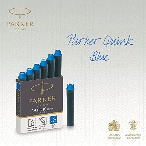 Rašalo kapsulės Parker, trumpos, mėlynos (6 vnt.)