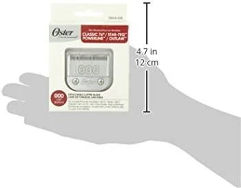 Oster 918-02 kerpamoji galvutė pakuotėje su išmatavimais