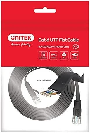 UNITEK C1808GBK eterneto kabelis FLAT UTP Ethernet Cat.6 0,5m