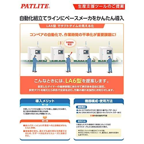 Patlite PATLITE Signalsäule LA6-3DTNWN-RYG 21 Farben baltas
