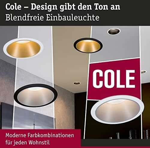 Paulmann LED įleidžiama apvali lubinė šviestuvo kolekcija Cole, 3 × 6,5 W, balta ir matinė aukso, 2700 K, komplektas