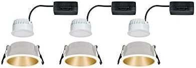 Paulmann LED įleidžiama apvali lubinė šviestuvo kolekcija Cole, 3 × 6,5 W, balta ir matinė aukso, 2700 K, komplektas