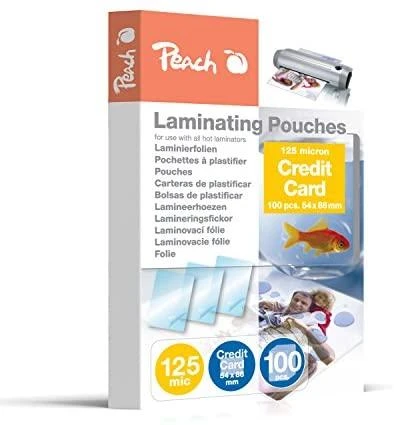 Peach Persikų kreditinės kortelės laminavimo plėvelė, 54x86 mm, 125 mikrofonai, 100 vnt. lakštai (510326)