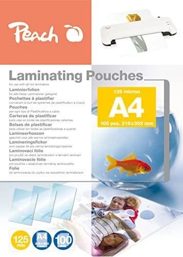 Peach Persikų laminavimo maišelis A4 216x303mm, 125mic, 100 lapų (510316)
