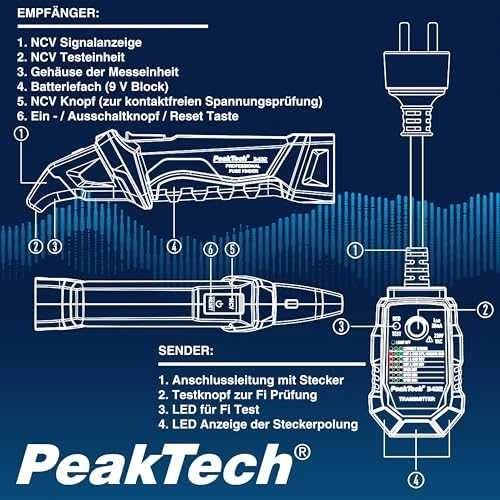 PeakTech 3432 RCD saugiklių ieškiklis