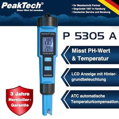 PeakTech 5305A skysčio pH ir temperatūros matuoklis