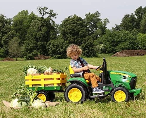Traktorius Peg Perego John Deere Power Pull akumuliatorius su priekaba